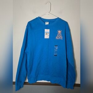 Nike Men's Crew Neck Sweatshirt Photo Blue Orange Size Medium Smile Sunshine